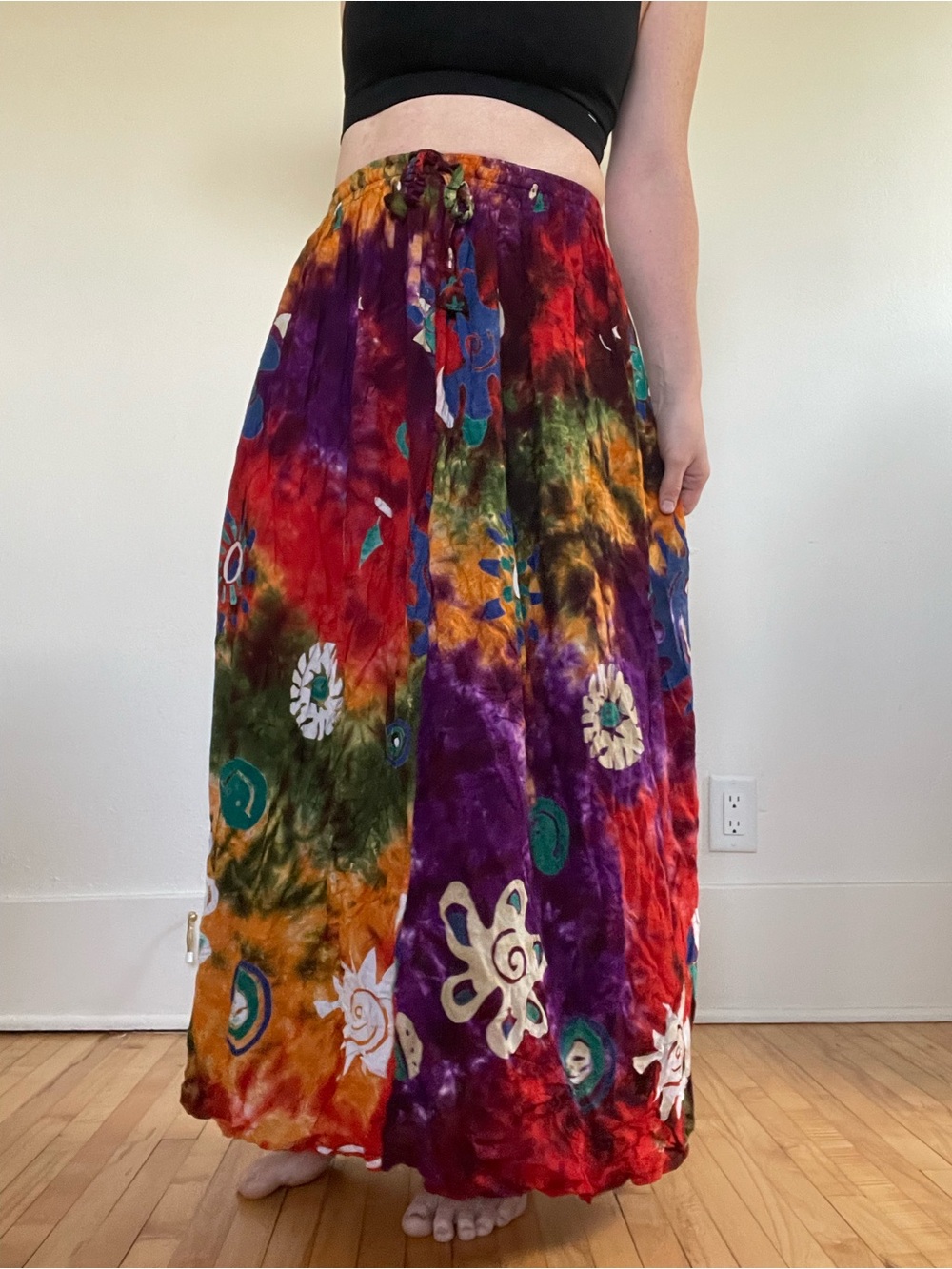 Multicolor Tie-Dye Bohemian Maxi Skirt